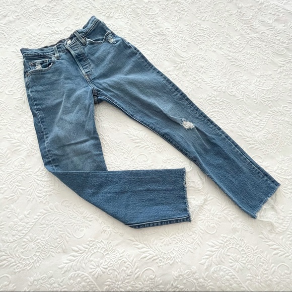 Levi's Denim - Levi’s 501 5 Button Fly Distressed Raw Hem Stretch Jeans 25